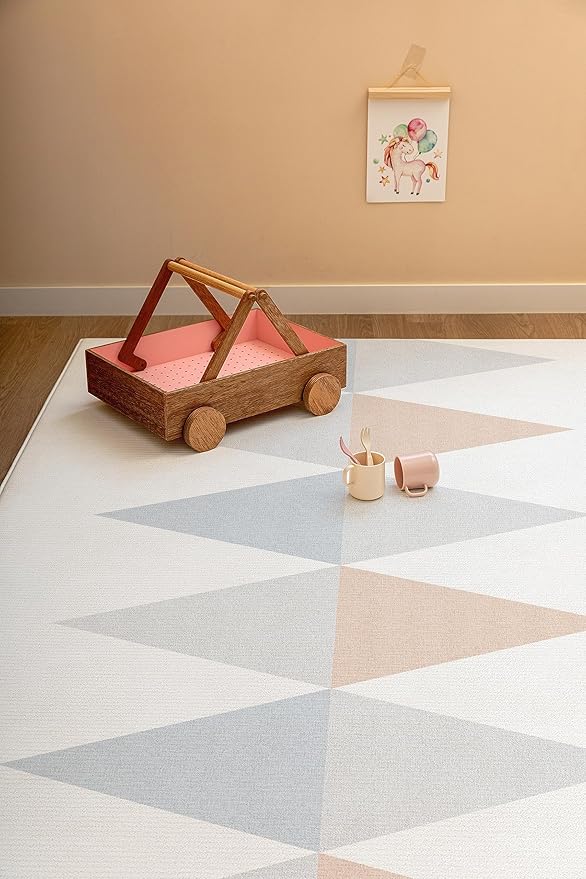 Ultra-Cushioned Premium Baby Play Mat - Urban Object + Fabric Grey - Made in Korea - Tummy Time Mat with Superior Shock Absorption, Non-Toxic Baby Floor Mats, Water Resistant, Reversible - 75"x51"