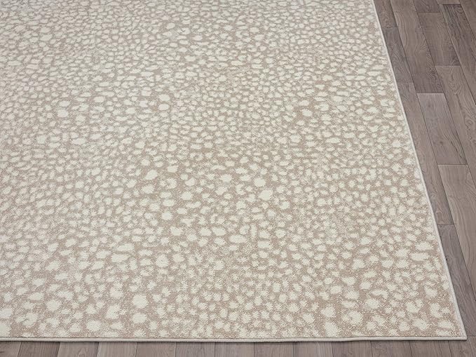 Abani Beige Cheetah Print 5'3" x 7'6" Area Rug Rugs, Arto Collection - Contemporary Durable Accent Rug