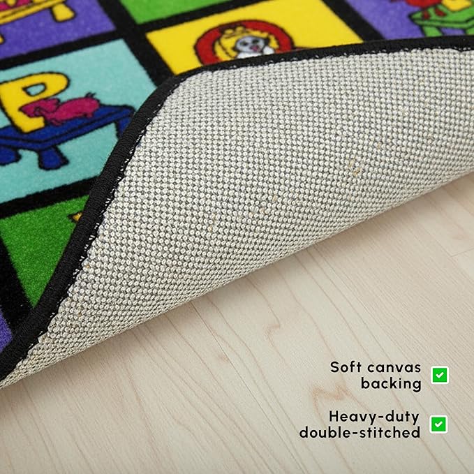 SAFECASTLE Kids Carpet My ABC Place Alphabet Rug 5'4" x 7'8"– Educational ABC Learning Area Rug – Colorful Classroom Rug for Kids, Toddlers, Preschool, Nursery, Playroom, Daycare & Children’s Bedroom