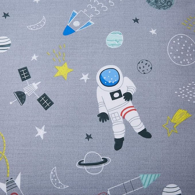 Brandream Boys Space Astronaut Bedding Kids Bedding Sets Queen Size Grey 100% Cotton Duvet Cover Sets Reversible Zipper Closure(No Comforter Included)