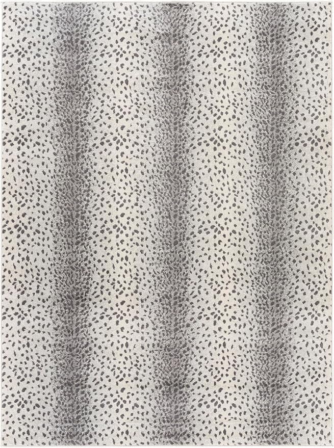 Livabliss Area Rugs - 5x7 Pablo Modern Antelope Print Grey Ivory Area Rug for Living Room Bedroom - Animal Theme Non-Shedding Stain Resistant Carpet for Kitchen, Office (5'3" x 7'1")