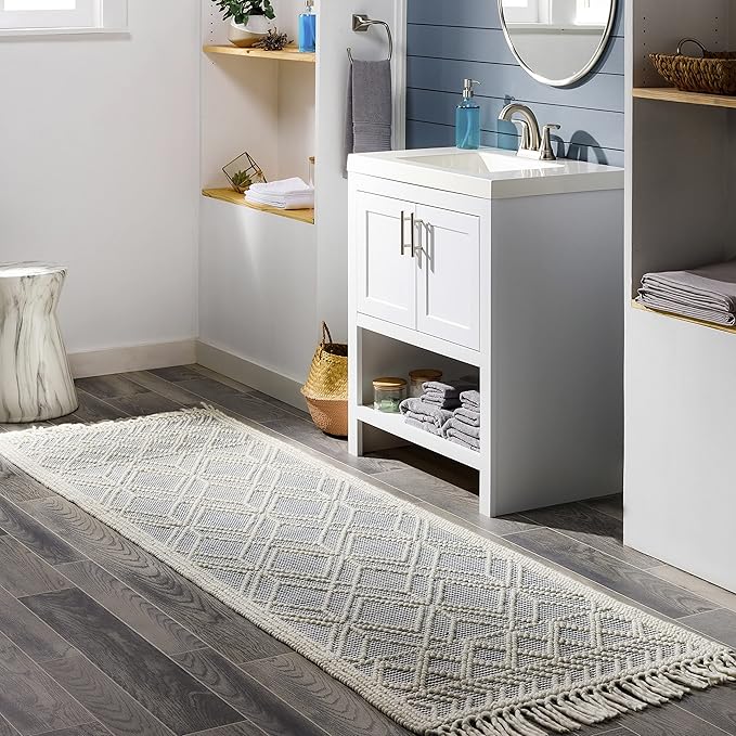 Mark&Day Wool Rugs, 5x7 Staveley Cottage Denim Area Rug, Grey White Ivory Carpet for Living Room, Bedroom or Kitchen (5' x 7'6")