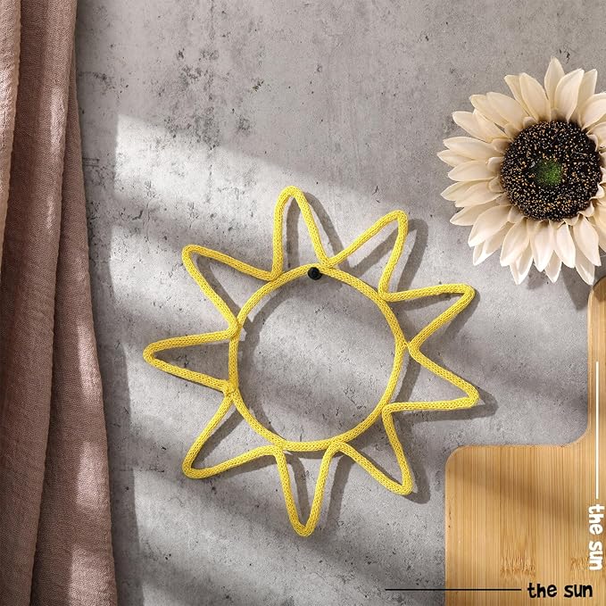 Wesiti 3 Pcs You Are My Sunshine Wall Decor Knitted Wire Sunshine Nursery Decor 7.87-9.84 Inch Wall Hanging Boho Sun Nursery Decorations for Bedroom Girl Home
