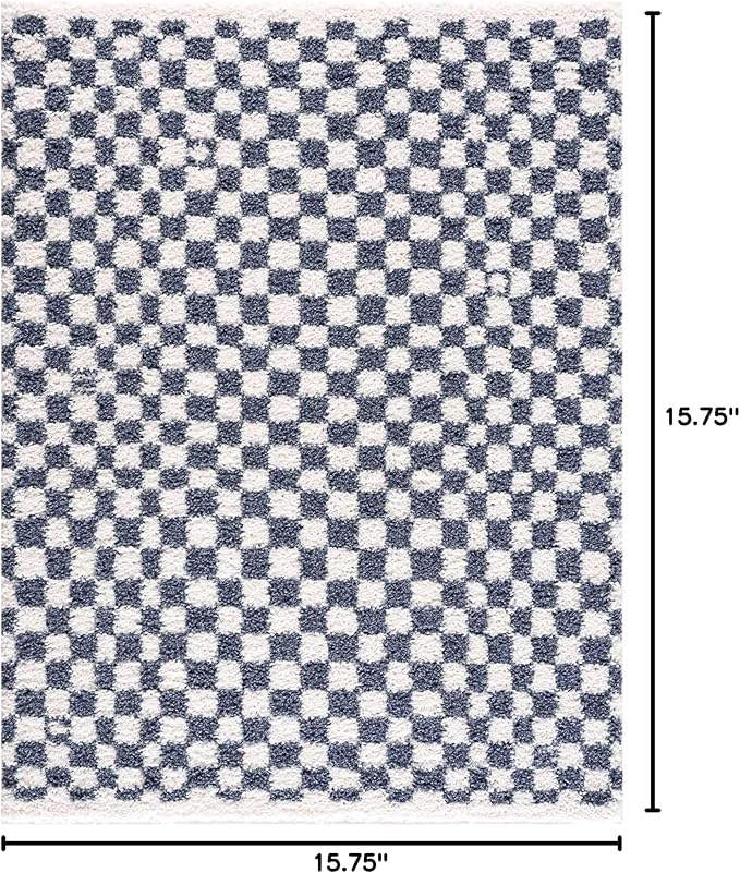 Hauteloom Kieu Living Room, Bedroom Area Rug - Contemporary - Plush Pile - White, Blue - 18" x 18" Sample