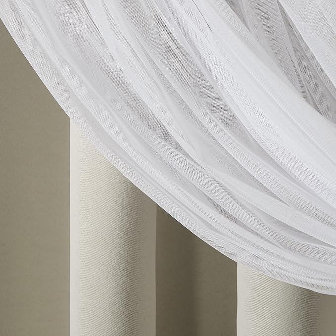 TOWN & COUNTRY LUXE Talia Double Layer Indoor Curtains, Sheer and Room Darkening Blackout, Grommet Top, Energy Efficient, 2-Pack Set, 52"x120", Cloud Grey