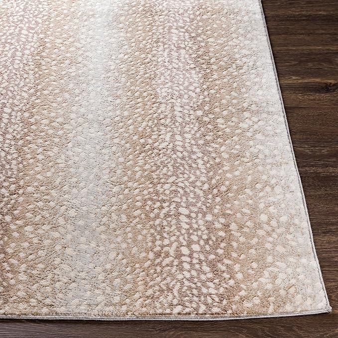 Livabliss Area Rugs - 7x7 Pablo Modern Antelope Print Camel Brown Square Area Rug for Living Room Bedroom - Animal Theme Non-Shedding Stain Resistant Carpet for Kitchen, Office (6'7" Square)