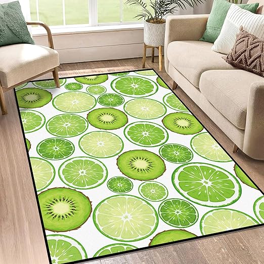 Green Kiwi Fruit Rug for Bedroom Dorm Living Room Chinese Gooseberry Area Rugs Throw Rug Floor Mat Pad Doormat Carpet, 3' x 5'(90 x 160cm)