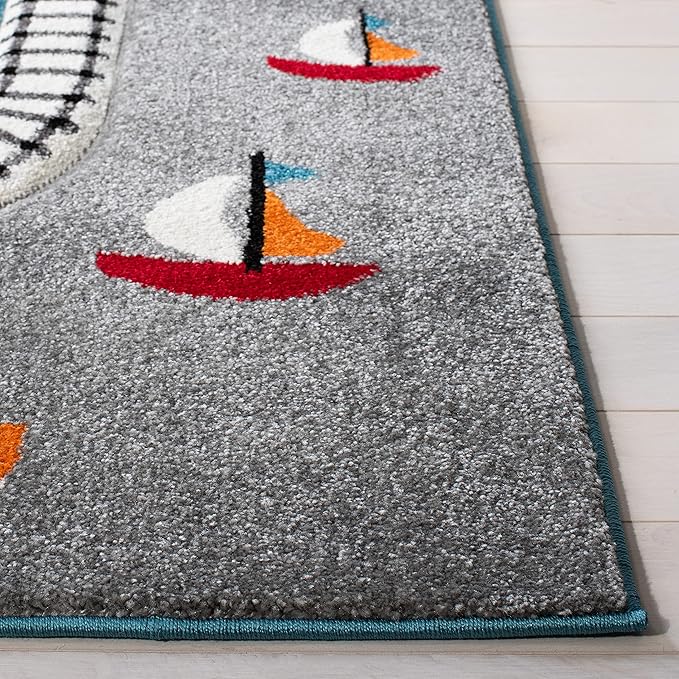 SAFAVIEH Carousel Kids 100 Collection Runner Rug - 10' Runner, Turquoise & Ivory, Transitional Design, Stain Resistant, Ideal for High Traffic Areas in Hallway, Bathroom & Kitchen (CRK192K-210)