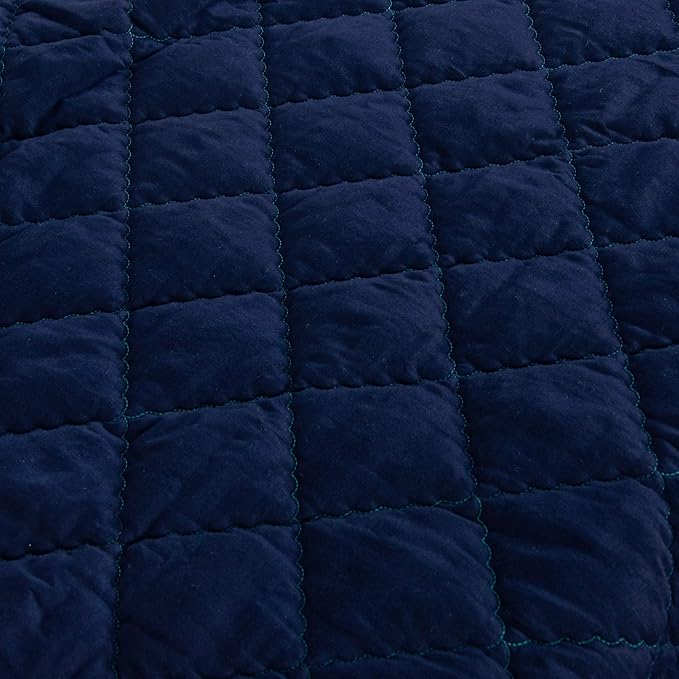 FLXXIE Machine Washable Microfiber Down Alternative Oversized Toddler Comforter, Super Soft and Lightweight Kids Crib Quilted Blanket for Stroller, Travel, 43x60 Inches, Navy Blue