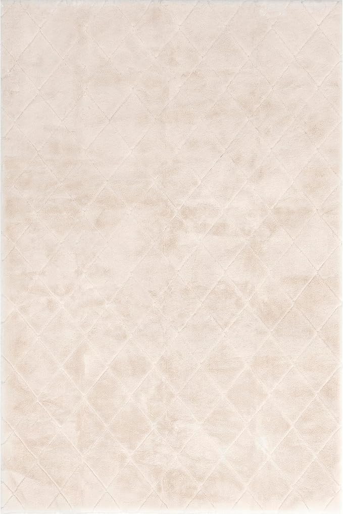 nuLOOM 5' x 8' Cozy Plush Area Rug, Machine Washable, Non-Slip, Soft Fluffy Shag Carpet for Living Room Bedroom Kids Room Nursery Home Decor, Amy Beige