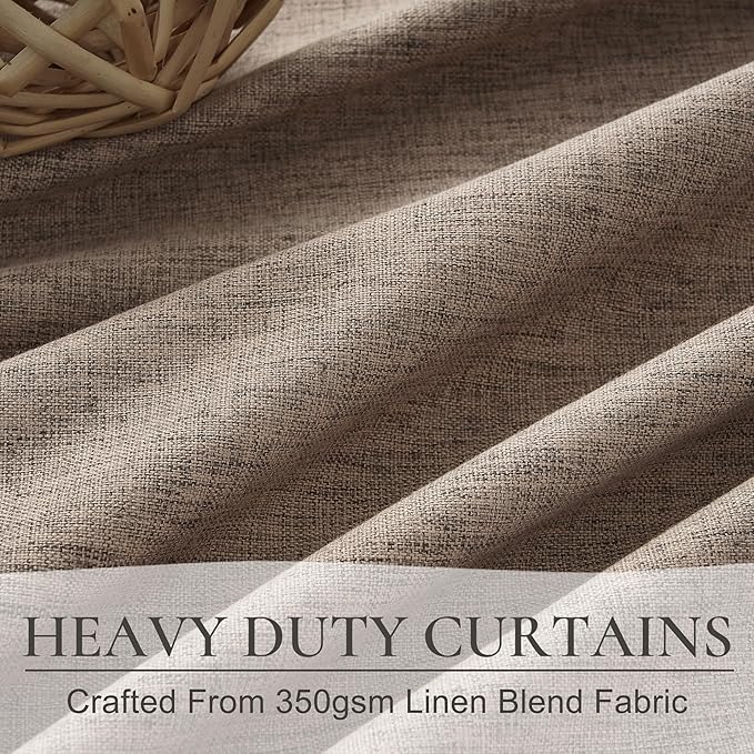 Dark Flax Extra Long Custom 102 Inch Curtains, 100% Blackout Curtains for Bedroom Weather Burg Thermal Insulated Noise Cancelling Pleated Heading Tape Hook Boho Drapes Chocolate 2 Panel Set 50"x102"