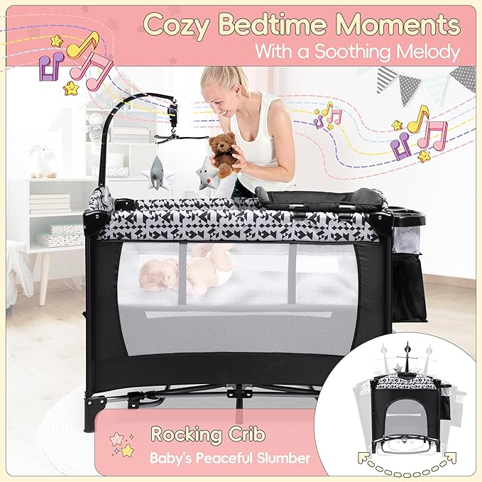Xilingol 5-in-1 Baby Bassinet Bedside Sleeper, Portable Toddler Crib with Diaper Changing Station, Carry Bag, Cosleeper Bassinet Attach to Bed for Newborn to Toddlers