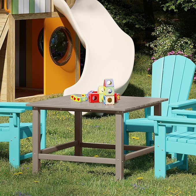 Costaelm Outdoor Kids Table, Toddler Dinner Table Baby Desk Outdoor Childrens Party Tables for Arts & Crafts, Snack Time, Multi-Activity Desk for Ages 2-8 in Classroom/Outside, Weathered Wood