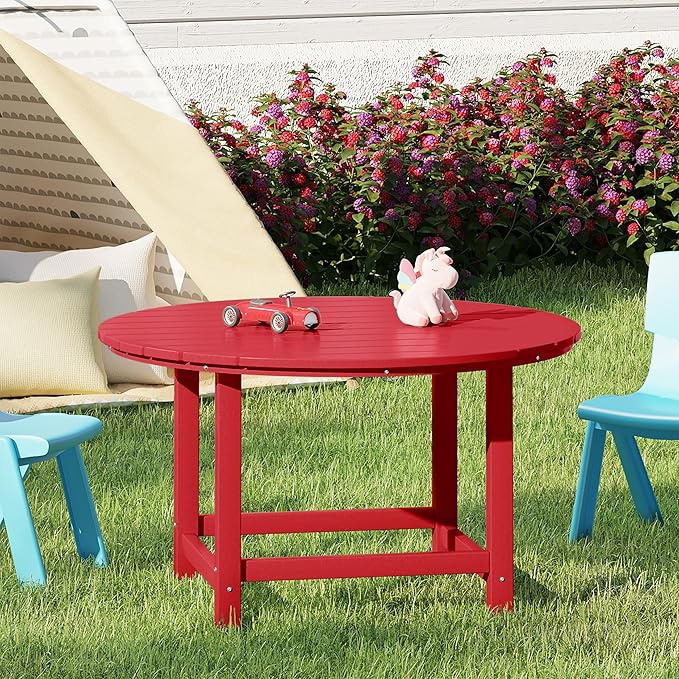 Costaelm Kids Dinner Table, Toddler Play Desk Student Desk Outdoor Childrens Picnic Tables for Children Arts & Crafts, Snack Time, Multi-Activity Table for Ages 2-8 in Home/Outside, Red