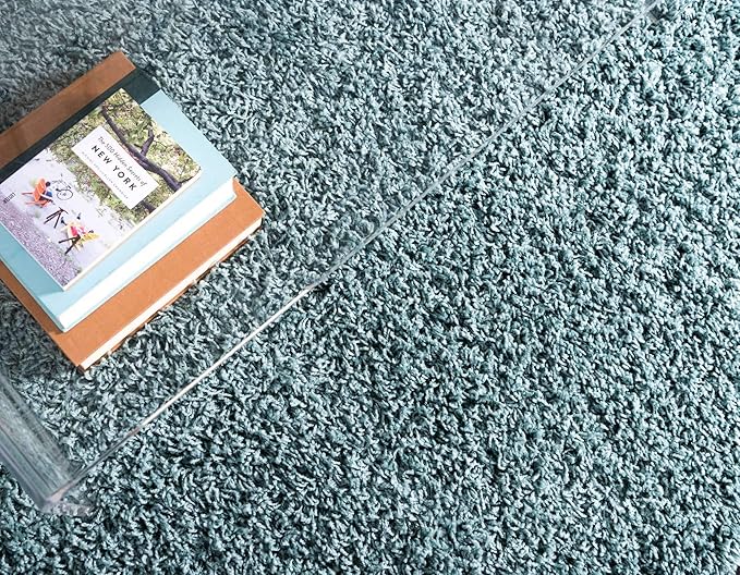 Unique Loom Solid Shag Collection Area Rug (2' 6" x 19' 8" Runner, Light Slate Blue)