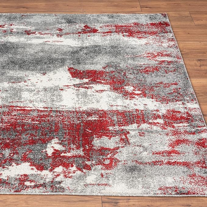 LUXE WEAVERS Lagos Collection 7681 Red 2x7 Modern Abstract Area Rug