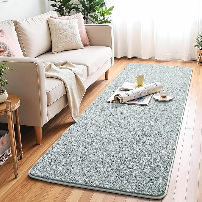 Chicrug 2x6 Minimalist Washable Runner Rugs for Bedroom Hallway, Modern Soft Memory Foam Rug for Kids Nursery, Low Plie Indoor Runner Carpet for Dorm Kitchen Bedside Living Room Decor, Grey