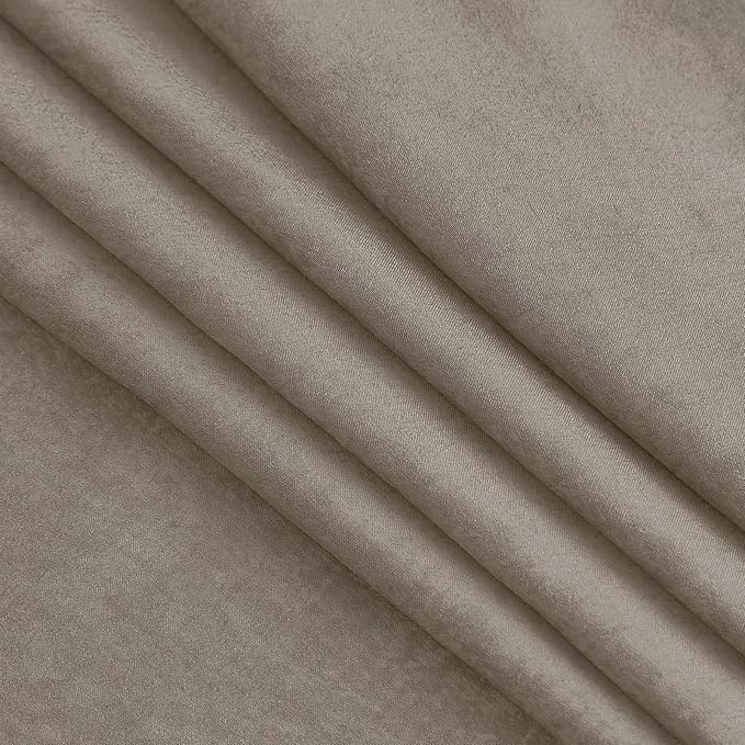 Melodieux Taupe Velvety Semi Sheer Curtains 63 Inch Length for Bedroom, Living Room Natural Cotton Texture Rod Pocket Window Sheer Drapes, 52 by 63 Inch (2 Panels)