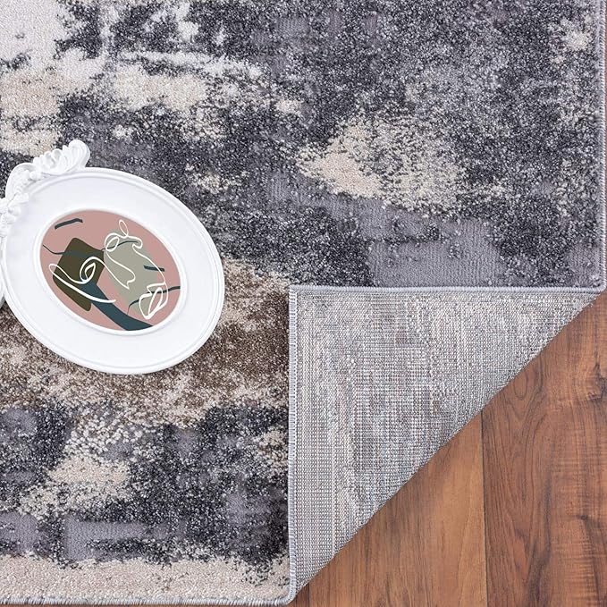 LUXE WEAVERS Euston Collection Gray-Gray 8x10 Modern Abstract Area Rug
