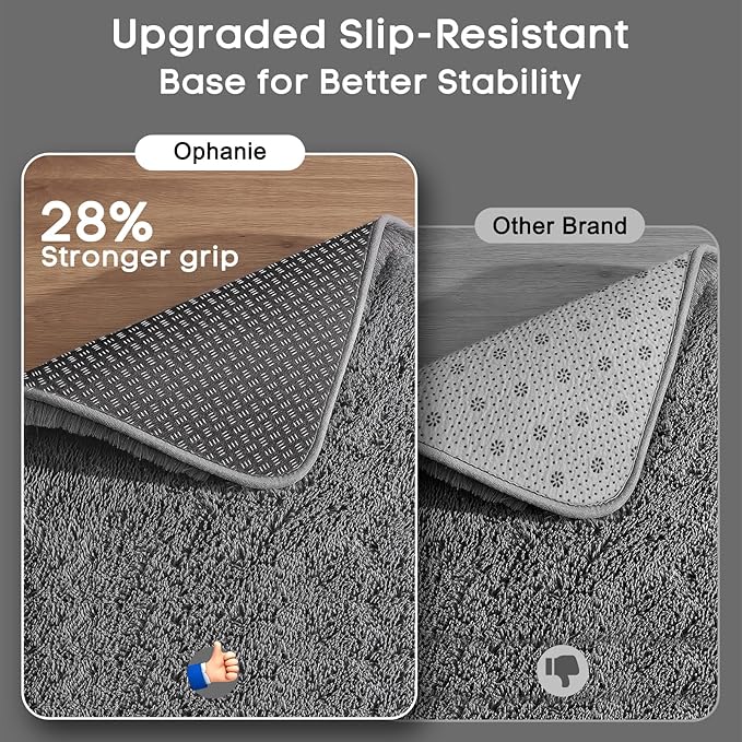 Ophanie Runner Rug for Hallway, 2x6 Upgrade Non-Slip Fluffy Soft Bedside Rugs, Bedroom Living Room Grey Shaggy Gray Carpet for Kids Girls Boys Dorm Nursery Home Decor Aesthetic