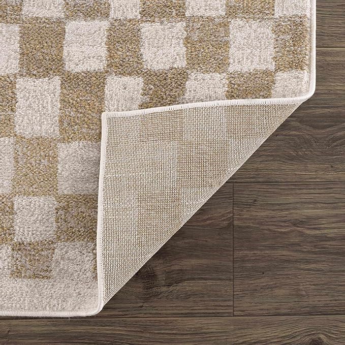 Hauteloom Benjy Living Room, Bedroom Area Rug - Farmhouse - Cream, Gold - 18" x 18"