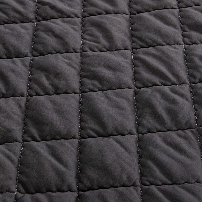 FLXXIE Machine Washable Microfiber Down Alternative Toddler Comforter, Super Soft and Lightweight Kids Crib Quilted Blanket for Stroller, Travel, 39x47 Inches, Dark Grey