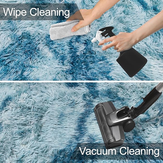 2x6 ft Soft Blue Runner Rugs for Bedroom Living Room Blue Fluffy Rug Plush Shag Carpet Non Slip Washable for Nursery Dorm Fuzzy Bedside Rug Runner for Kids Girls Room Home Decor