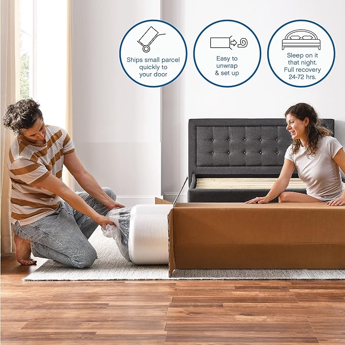 Cool Gel 8 Inch King Mattress Memory Foam Medium Firm, King Size Memory Foam Mattress Cooling, Made in the USA, 8" Depth with Pressure Relief, CertiPUR-US Certified No Fiberglass, CoolGel Bed