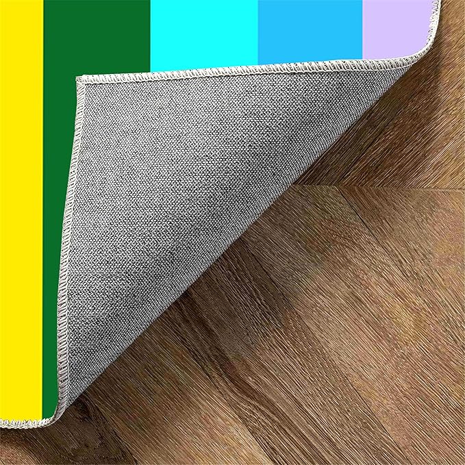Soft Rainbow Area Rugs Girl's Bedroom Fluffy Colorful Rugs Furry Kids Play Mats Simple Rainbow Line Print Living Room Kids Room Nursery Home Decor 3x4ft