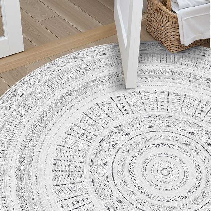 Area Rugs for Living Room Washable Living Room Rug Soft Neutral Indoor Floor Carpet Non-Slip Stain Resistant Modern Boho Rugs for Bedroom Dining Room Kids Room Nursery Office Home Dark Grey