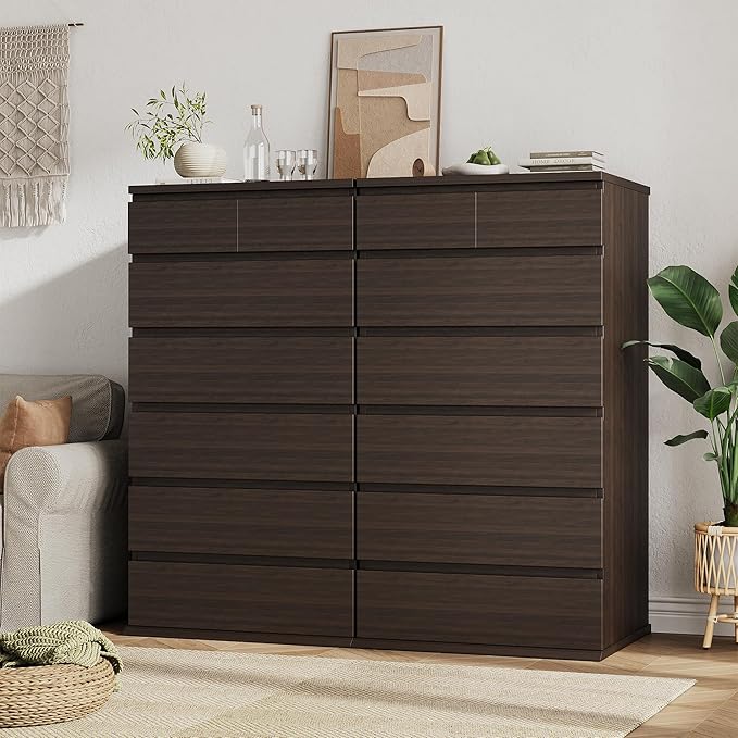 Brown Tall 7 Drawer Dresser for Bedroom, Modern Wood Closet Dressers & Chests of Drawers with Jewelry Storage, 23.6" L*15.8" W*47.5" H in Large Vertical Dresser for Bedroom, Living Room, Nursery