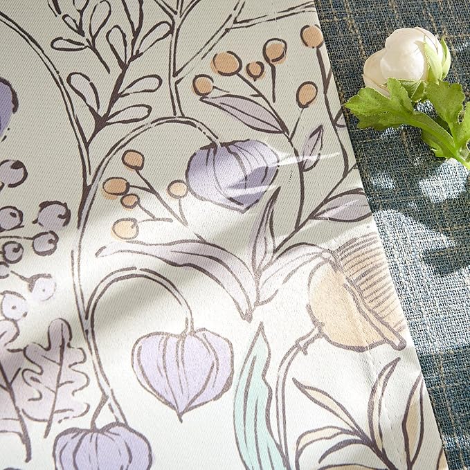 jinchan Nursery Curtains 95% Blackout Purple Floral Curtains for Girls Room, 84 Inch Length Farmhouse Drapes for Bedroom Living Room Darkening Window Treatment Grommet Top Set of 2 Panels
