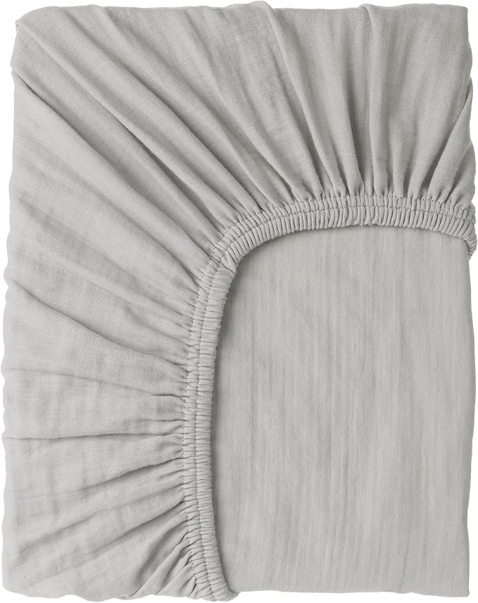 Muslin Baby Crib Sheets Fitted - Crib Sheets Neutral Turkish Cotton, Ultra Soft & Breathable - Organic Cotton Crib Sheets for Boys & Girls, GOTS & Oeko-TEX® Certified (52x28, Cloudy Gray)