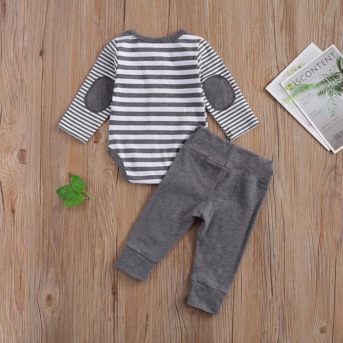 Newborn Baby Boy Girl Clothes Ribbed Knitted Cotton Long Sleeve Romper Long Pants Solid Color Fall Winter Outfits