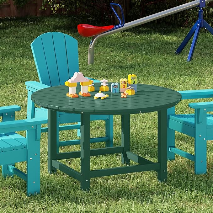 Costaelm Kids Dinner Table, Toddler Play Desk Student Desk Outdoor Childrens Picnic Tables for Children Arts & Crafts, Snack Time, Multi-Activity Table for Ages 2-8 in Home/Outside, Dark Green
