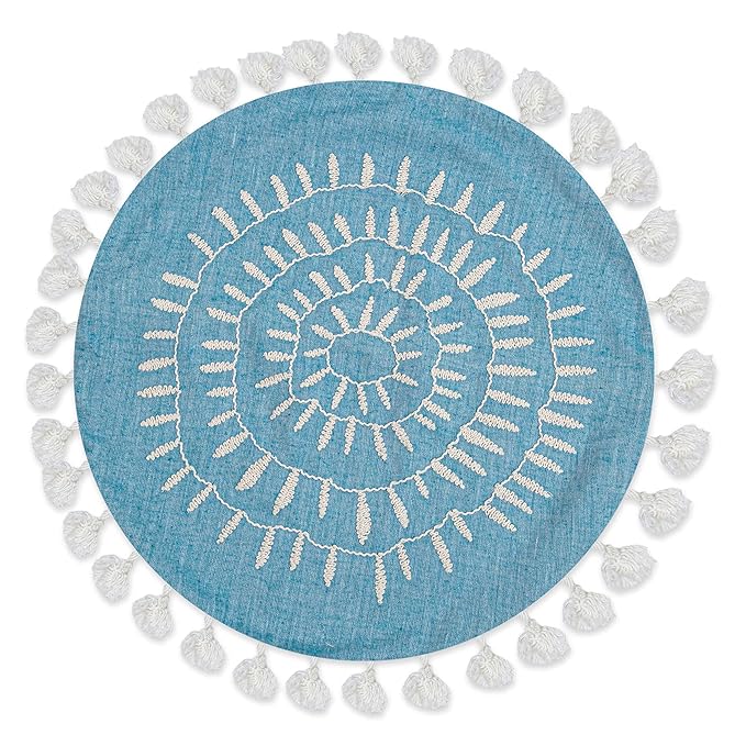 Crane Baby Pillow, Decorative Round Pillow for Nursery and Toddler Rooms, Blue, 12" x 12"