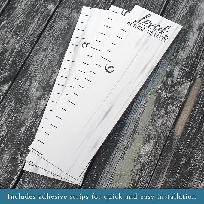 Farmhouse Style Wooden Kids Growth Chart Ruler for Boys and Girls (Weathered White - NTT)