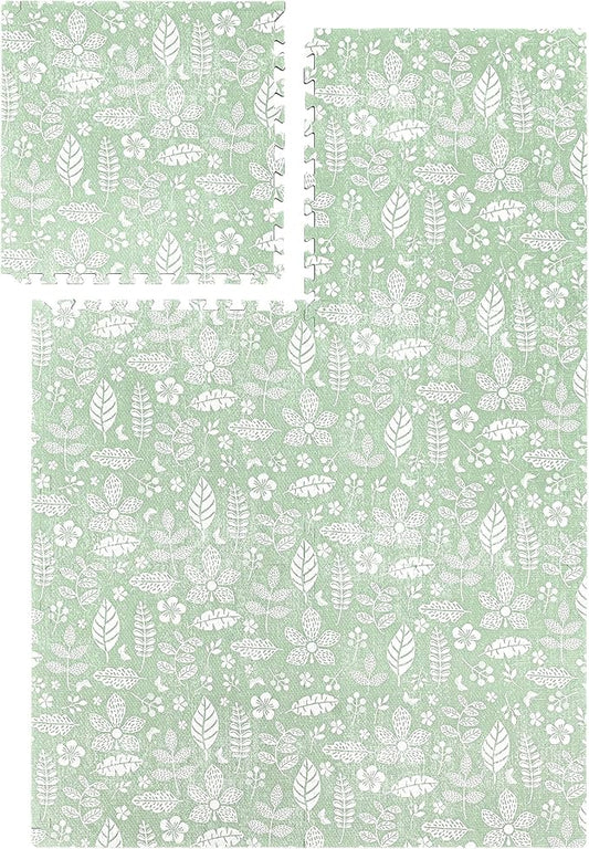 PopsyKosy Premium Baby Floor Play Mat - Thick & Cushioned 0.5 inch Playroom Foam Mat, Non-Toxic Odorless - 6 Tiles - Spacious 6x4 ft. - Stylish & Large, Waterproof for Kids & Toddlers - Olive Green