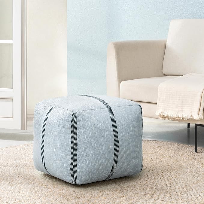 Anji Mountain 100% Handmade & Handcrafted Comfortable Home Décor Pouf Ottoman Footrest for Living Room, Bedroom, Nursery, Kidsroom, Patio Furniture - (20" x 20" x 20" - Omphalodes)