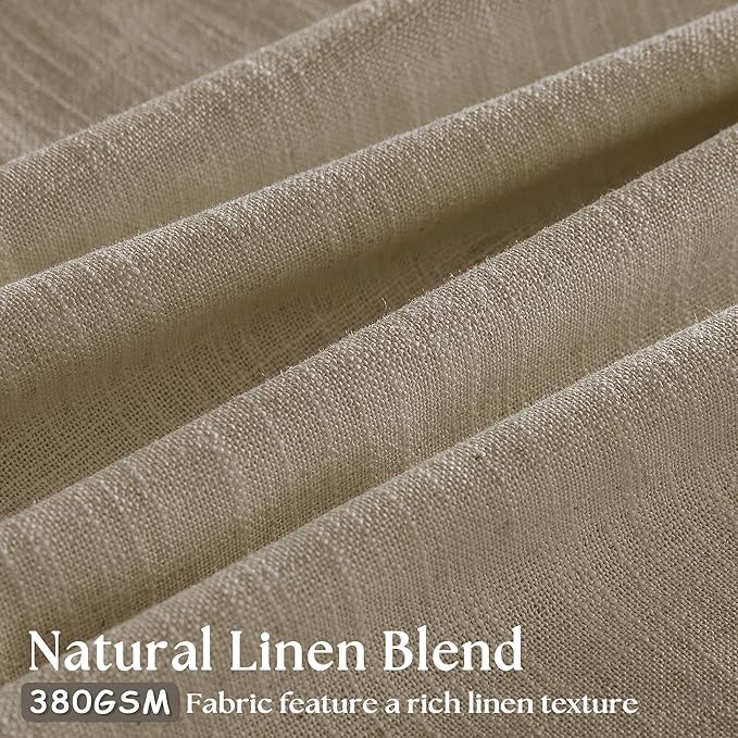 Grey Beige Linen Kitchen Curtains 45 Inches Long 2 Sets Basement Curtains for Small Window Pinch Pleated Back Tab Linen Blend Short Cafe Boho Semi Sheer Back Tab Drapes for Bay Windows Bedroom 40x45