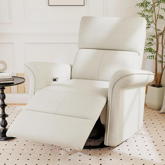 Power Swivel Rocker Recliner Chair for Nursery, Upholstered Snowflake Velvet 270°Swivel Glider Rocker Chair with USB Ports, Small Power Recliners for Small Spaces Living Room