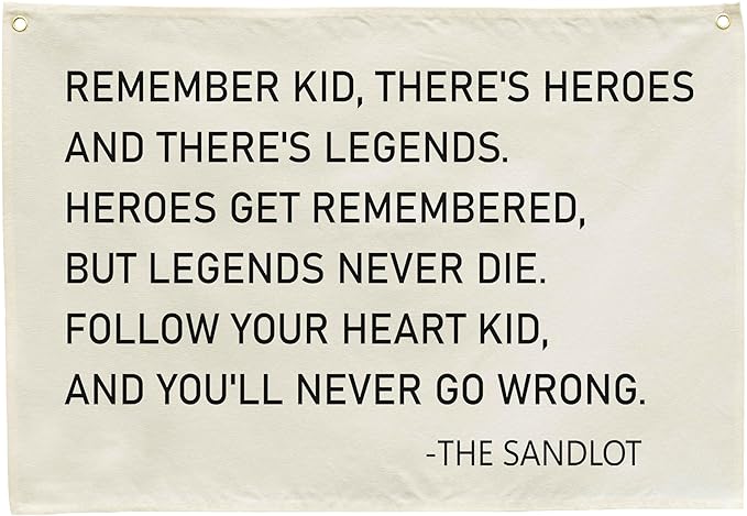 Baseball Sign-Hanging Rectangular Canvas Banner Flag Wall Decoration for Kids Boy Teen,Nursery Bedroom Playroom Wall Decor,Baby Shower Birthday Christmas Gift-The Sandlot Quote 28.5"L×20"W
