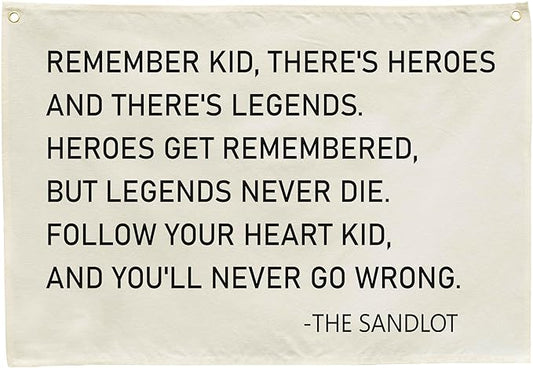 Baseball Sign-Hanging Rectangular Canvas Banner Flag Wall Decoration for Kids Boy Teen,Nursery Bedroom Playroom Wall Decor,Baby Shower Birthday Christmas Gift-The Sandlot Quote 28.5"L×20"W