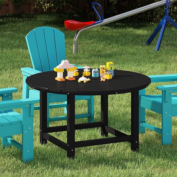 Costaelm Kids Dinner Table, Toddler Play Desk Student Desk Outdoor Childrens Picnic Tables for Children Arts & Crafts, Snack Time, Multi-Activity Table for Ages 2-8 in Home/Outside, Black