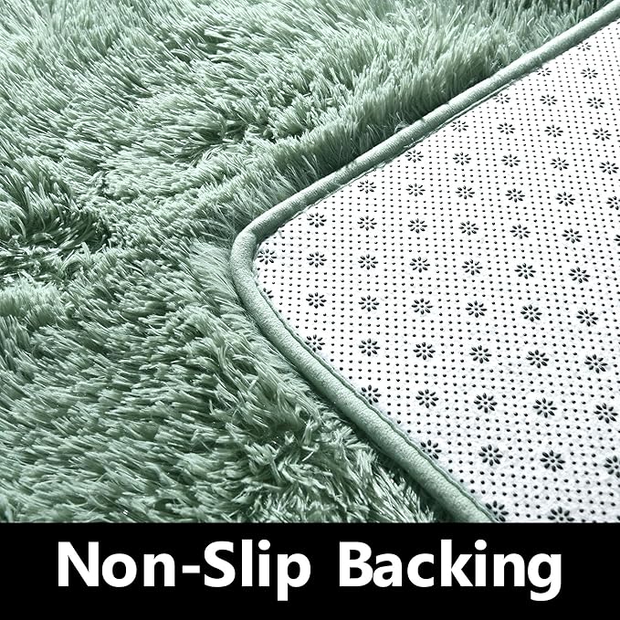 Sage Rug Collection - 3 x 5' Non-Slip Height Pile 1.4" Plush Rug Rubber Backing - Throw Rugs Carpet for Bedroom