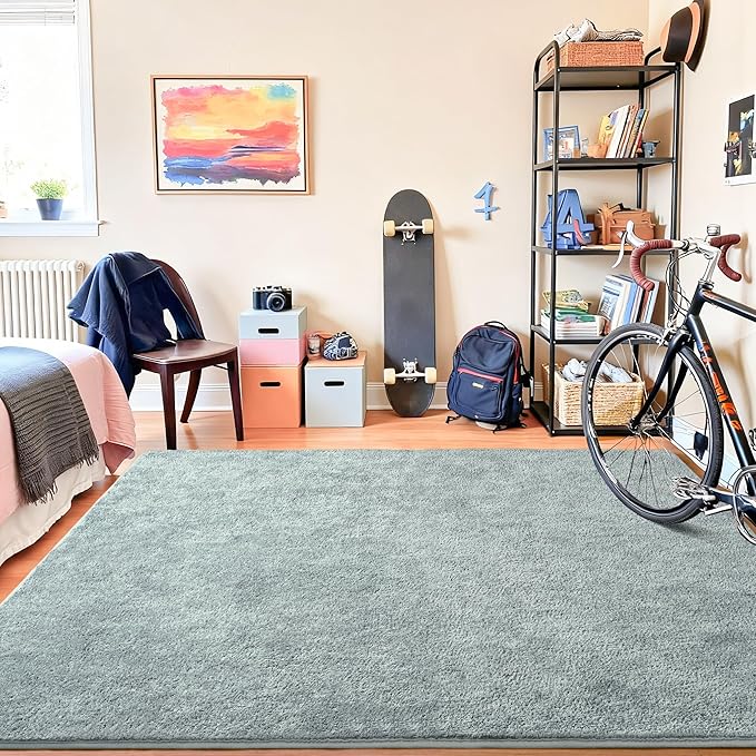 Chicrug 5x7 Minimalist Washable Area Rugs for Bedroom Living Room Classroom, Modern Soft Memory Foam Rug for Kids Nursery, Low Plie Indoor Carpet for Dorm Dining Office Bedside Room Decor, Grey