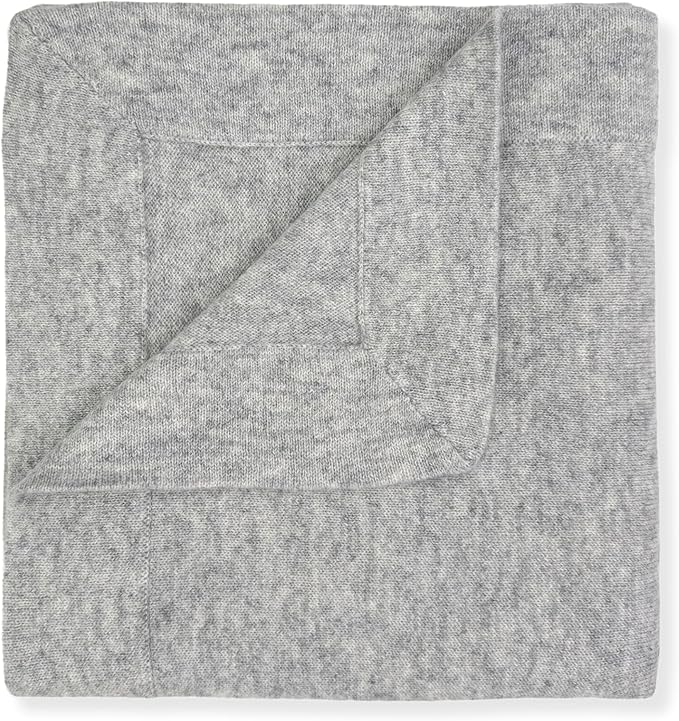 Jet&Bo BABY 100% Cashmere Baby Blanket Luxe Knit Design in Light Gray - 32" x 40" - Ultra Soft, Hypoallergenic & Temperature Regulating - Gift Box and Card Included