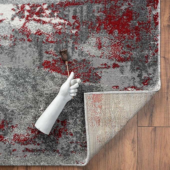 LUXE WEAVERS Lagos Collection 7681 Red 2x7 Modern Abstract Area Rug