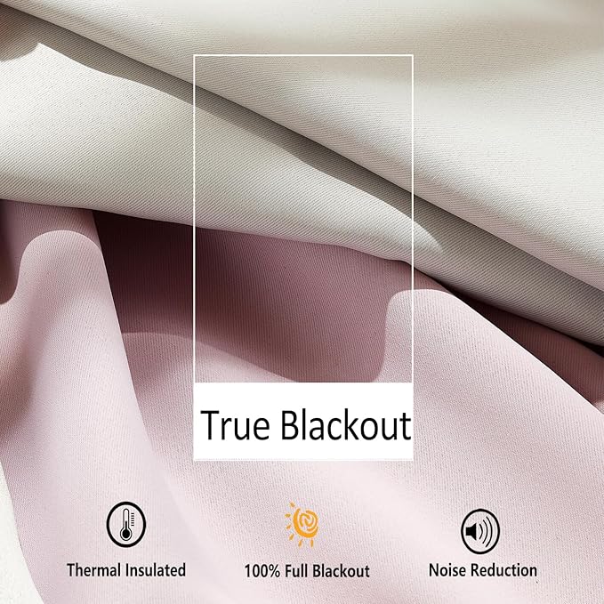 Pink Blackout-Curtains for Bedroom Pom Pom Thermal Insulated 100% Full Blackout Curtain Panels for Girls Baby Nursery Room 90 inch Energy Efficient Window Drapes for Kids 52"w x2 Panels Rod Pocket