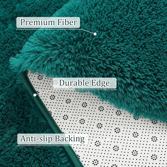BENRON Soft Runner Rugs for Bedroom 2x6, Washable Long Runners for Hallway Entryway Kitchen Dorm, Fluffy Throw Rug for Kids Girls Room Decor Photo Prop, Teal Green